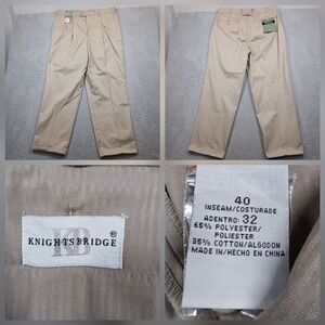 Knightsbridge Men's Khaki Pants Pleated Classic Fit Cotton Blend 40x32 NWT